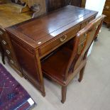 An Oriental design hardwood writing desk, with 5 drawers, and matching desk chair, W102cm, H78cm,