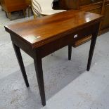 19th century rectangular fold over tea table, W86cm, H74cm, D42cm