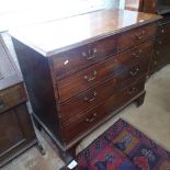 A Georgian mahogany chest of 2 short and 3 long drawers, with bracket feet, W110cm, H97cm, D54cm