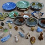 A group of Wade Whimsie animals, pots, plates etc