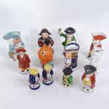 A group of Toby jugs, Staffordshire Pottery, and other china, including a 19th century fox-head