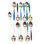 GEORG JENSEN - a set of 13 harlequin Danish sterling silver and gilt coffee spoons