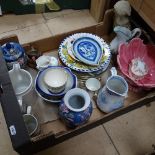 Various ceramics, including Chinese vases, blue and white jugs, plates etc