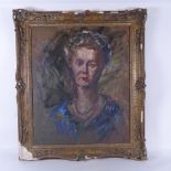 Early 20th century oil on canvas, portrait of a woman, unsigned, framed, overall 75cm x 64cm