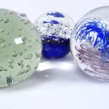 3 large glass dump paperweights, largest diameter 12cm (3)