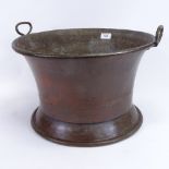 A Vintage copper 2-handled oyster tub, height 31cm overall