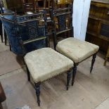 A pair of late Victorian Aesthetic Movement ebonised and gilt side chairs, with decorative backs