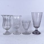 A 19th century finger cut glass celery vase, 27cm, 2 similar smaller vases, and an Antique glass