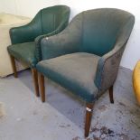 A pair of green rexine upholstered Club chairs