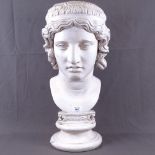 A Classical design plaster bust, 52cm