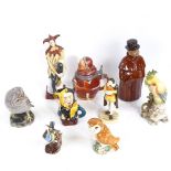 A group of ceramics, including Beswick owl 2026, a German pottery monk design lidded tankard,