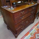 A Georgian mahogany chest of 2 short and 3 long drawers, on ogee bracket feet, W108cm, H90cm, D54cm