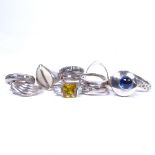 12 various silver and silver stone set dress rings
