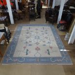 A large blue and white ground Kilim carpet, 350cm x 285cm