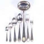 A matching set of Wellner silver plated cutlery, including ladle (no knives)