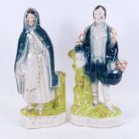 A pair of Victorian Staffordshire figures - Robbie Burns and Highland Mary, 33.5cm