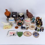 Breweriana, including Beswick golden eagle decanter, Royal Doulton bird of prey decanter, Wade VAT