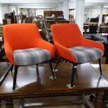 A pair of Boss design Marnie low-back lounge chairs, 2017, label to the underside of the seat