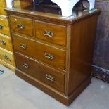 An Edwardian walnut chest of 2 short and 2 long drawers, W84cm, H84cm, D48cm