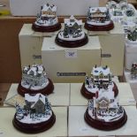 A set of 7 Hawthorne Village Victorian Lights Cottages, boxed with certificates, height 8cm