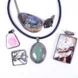 6 various silver pendants and necklaces