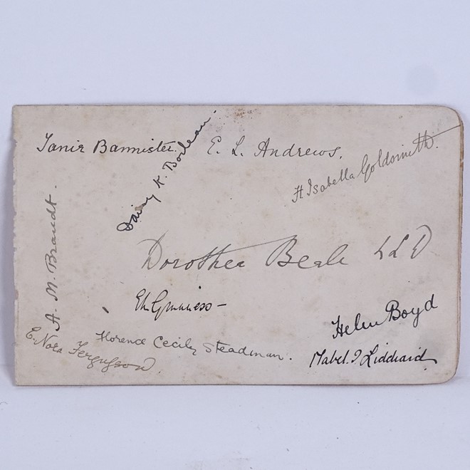 SUFFRAGETTE INTEREST - a sheet of autographs of Suffragette figures, including Dorothea Beale,