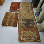 An Antique red ground Persian runner, 150cm x 95cm, and a small Persian mat, 90cm x 75cm, and a