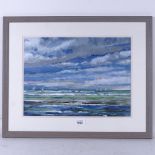 Martin Richards, acrylic on paper, seascape, signed, 11" x 15", framed