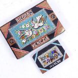 2 Italian Grand Tour style micro-mosaic desk paperweights, largest length 12cm (2)