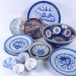 Various Chinese ceramics, including blue and white plate, character mark decorated dish with 6