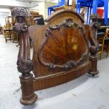 A Victorian mahogany footboard, and applied decoration, L150cm, H120cm