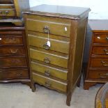 A French oak narrow 5-drawer chest, W53cm, H95cm, D36cm