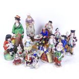 A collection of mainly 19th century English and Continental porcelain figures, including