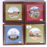 Sandra House, set of 4 small watercolours, Sussex scenes, framed, overall 18cm x 18cm