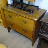 A walnut 2-drawer chest, W91cm, H80cm, D48cm