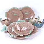 A group of Shorter's fish design pottery, including a fish platter, length 37cm, and 4 matching