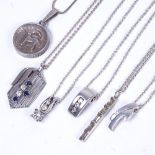 6 various silver necklaces and pendants