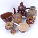 A Doulton Lambeth salt glaze stoneware 1879 pattern salt cellar, a small Lambeth jug, jelly mould