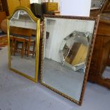 2 gilt-framed bevel-edge wall mirrors