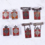 GEORG JENSEN - 8 Danish sterling silver and red enamel Kingmark brooches and badgese
