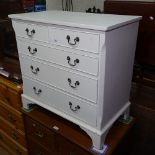 A white painted 5 drawer chest on bracket feet, W75cm, H74cm, D43cm