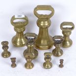 A graduated set of similar brass bell weights, largest 7lb (10)