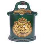 A modern Barge Ware green cardboard stick stand, with printed decoration, height 45cm