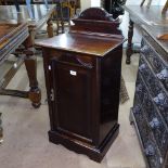 An Edwardian mahogany bedside cupboard, W43cm, H90cm, D34cm