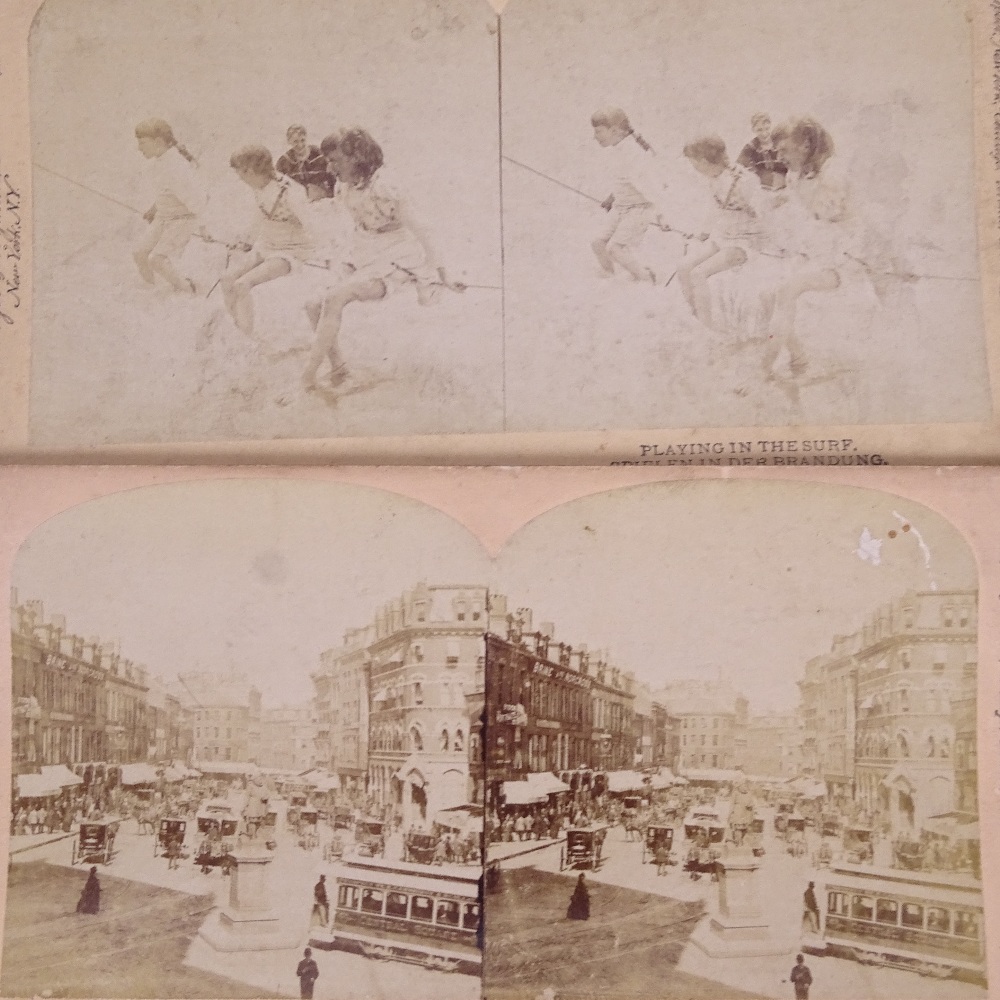 5 19th century stereo viewer cards, including hand signed example of William Gladstone, sub-signed - Image 2 of 2