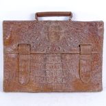 A crocodile-skin briefcase, probably circa 1950s/60s, 40cm x 29cm