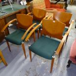 A set of 4 mid-century upholstered stacking armchairs
