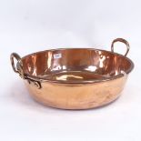 A large copper jam pan, 43cm diameter