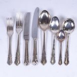 A suite of silver plated cutlery for 12 people (lacking 1 knife)