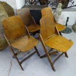A set of 4 Vintage American ply-seated folding chairs, stamped US, American Seating Company Grand